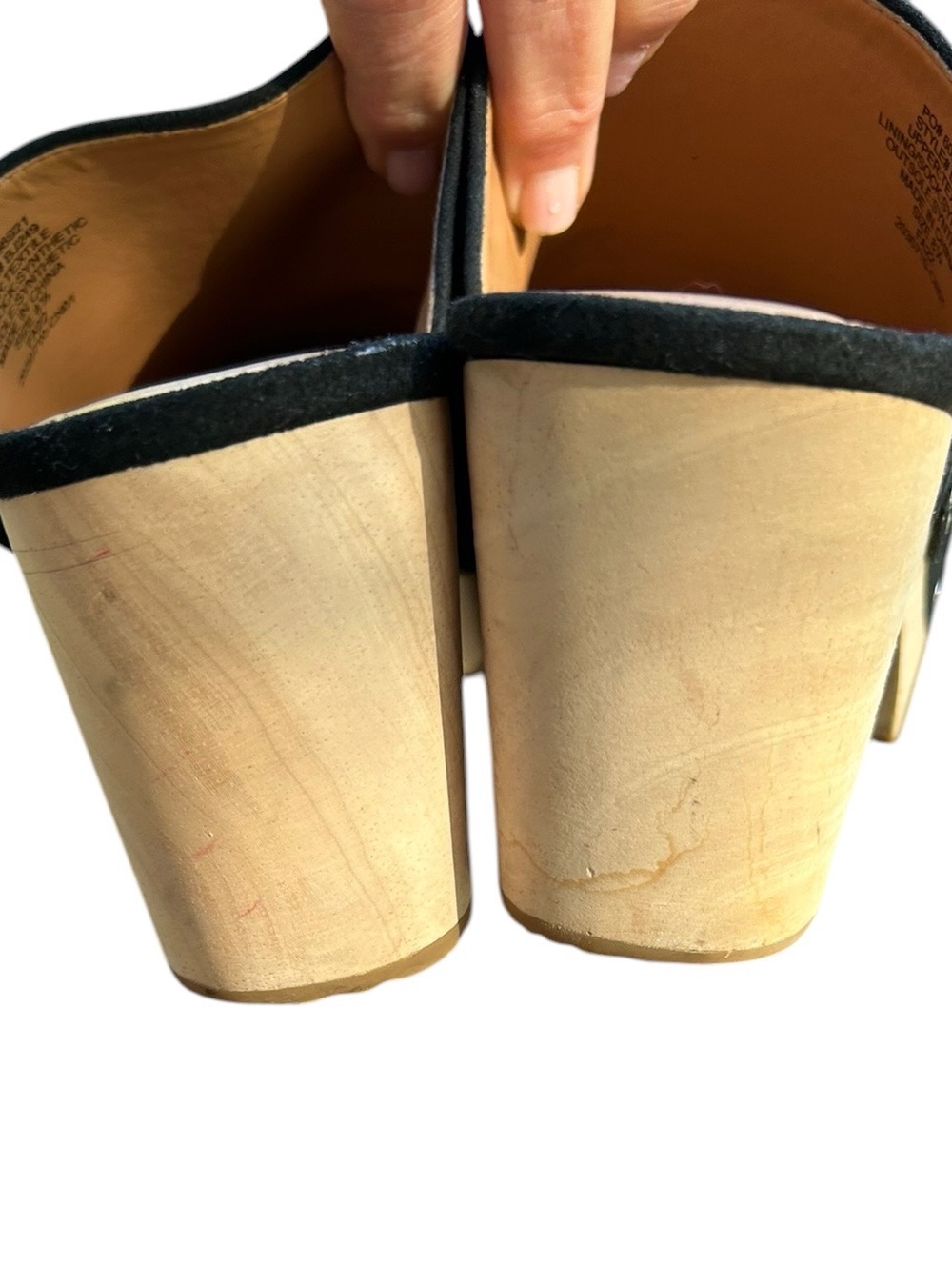J. Crew Factory Sueded Wooden Platform Clogs 8.5 Boho Slip on Studded Braided - Picture 8 of 12